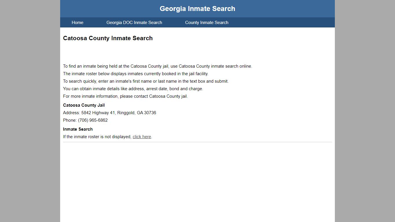 Catoosa County Jail Inmate Search