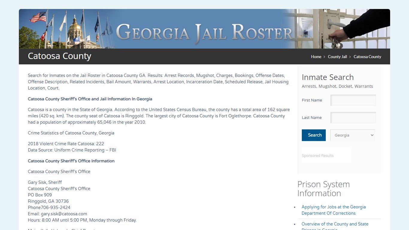 Catoosa County | Georgia Jail Inmate Search